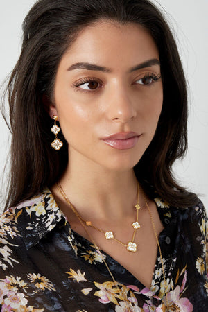 Κολιέ σε χρυσό-άσπρο χρώμα με πέντε τριφύλλια με πέτρες