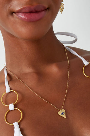 Κολιέ καρδιά με μάτι σε χρυσό χρώμα από ανοξείδωτο ατσάλι