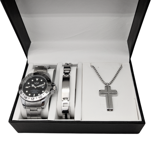 Ανδρικό Σετ Δώρου SD046 με Ρολόι και Σταυρός