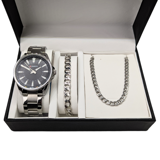 Ανδρικό Σετ Δώρου SD052 με Ρολόι και Αλυσίδα