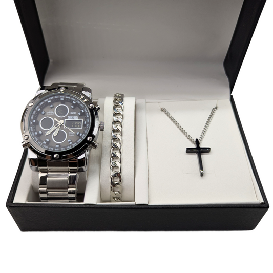 Ανδρικό Σετ Δώρου SD064 με Ρολόι και Σταυρός