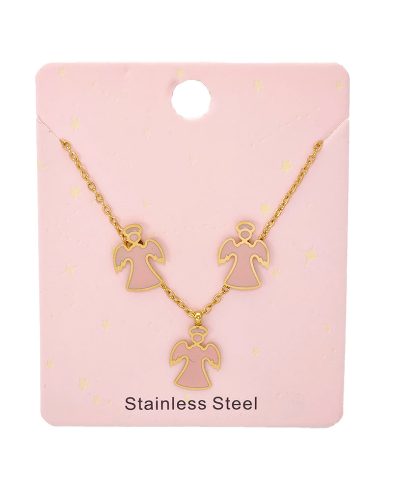 Κρεμαστό σετ λαιμού με σκουλαρίκια  αγγελάκια YC-KS012 - Χρυσό