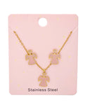 Κρεμαστό σετ λαιμού με σκουλαρίκια  αγγελάκια YC-KS012 - Χρυσό