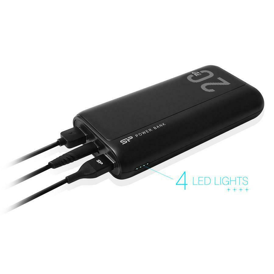 Silicon Power QS15 Power Bank 20000mAh με 2 Θύρες USB-A και Θύρα USB-C Power Delivery / Quick Charge 3.0 Μαύρο