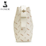 Δερμάτινη Γυναικεία Τσάντα Shopper ‘Ωμου Foxer 9136015F κρέμ
