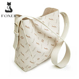 Δερμάτινη Γυναικεία Τσάντα Shopper ‘Ωμου Foxer 9136015F κρέμ