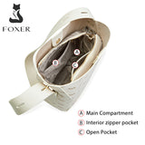Δερμάτινη Γυναικεία Τσάντα Shopper ‘Ωμου Foxer 9136015F κρέμ