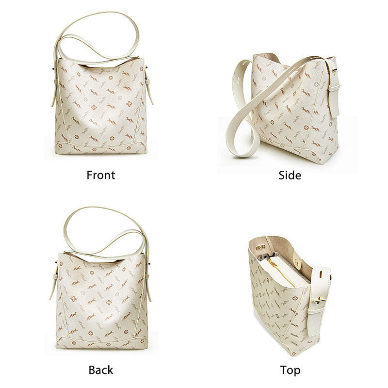 Δερμάτινη Γυναικεία Τσάντα Shopper ‘Ωμου Foxer 9136015F κρέμ