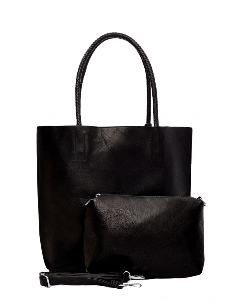 Τσάντα ώμου με νεσεσέρ - KX8061 - Μαύρο