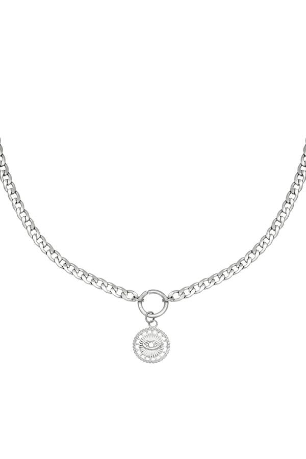 Κολιέ ηλιακό ρολόι σε ασημί χρώμα από ανοξείδωτο ατσάλι