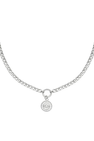 Κολιέ ηλιακό ρολόι σε ασημί χρώμα από ανοξείδωτο ατσάλι