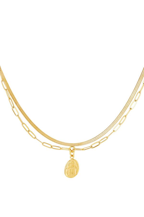 Κολιέ Handeye σε χρυσό χρώμα από ανοξείδωτο ατσάλι με διπλή αλυσίδα