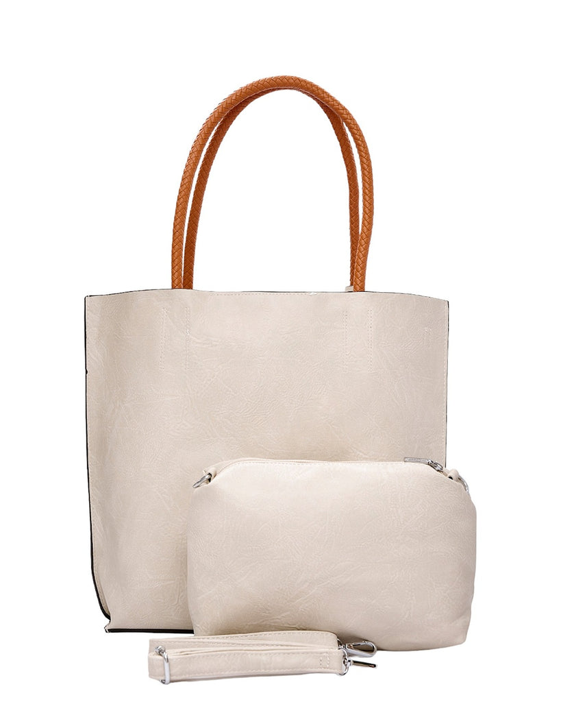 Τσάντα ώμου με νεσεσέρ - KX8061 - Μπέζ