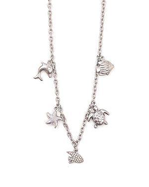 Κρεμαστό λαιμού με διακοσμητικό ψαρακι AA-K270 - Ασημί