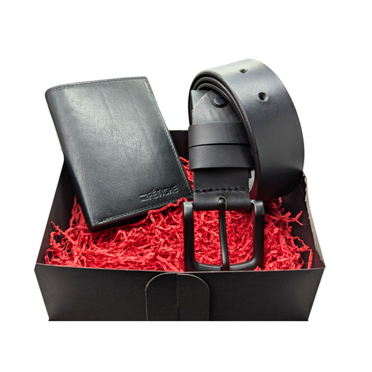 Ανδρικό Σετ Δώρου SD090 με Πορτοφόλι και Ζώνη Black