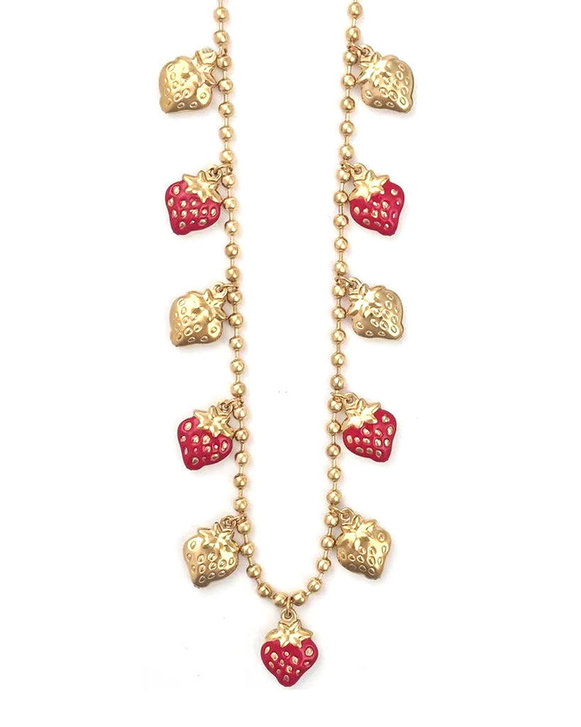 Κρεμαστό λαιμού με διακοσμητικές φραουλες WW-K537 - Χρυσό