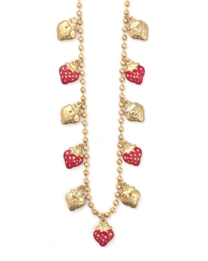 Κρεμαστό λαιμού με διακοσμητικές φραουλες WW-K537 - Χρυσό