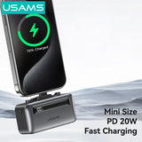 USAMS power bank CD233, USB-C/Lightning έξοδος, 4500mAh, 20W, γκρι
