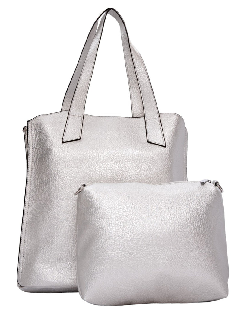 Τσάντα ώμου με νεσεσέρ - SP20083 - Ασημί