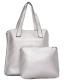 Τσάντα ώμου με νεσεσέρ - SP20083 - Ασημί