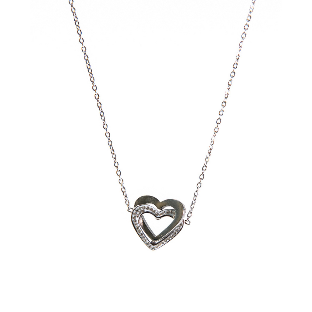 Κολιέ ατσάλινο με διπλή καρδιά