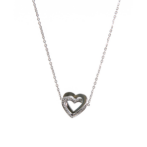 Κολιέ ατσάλινο με διπλή καρδιά