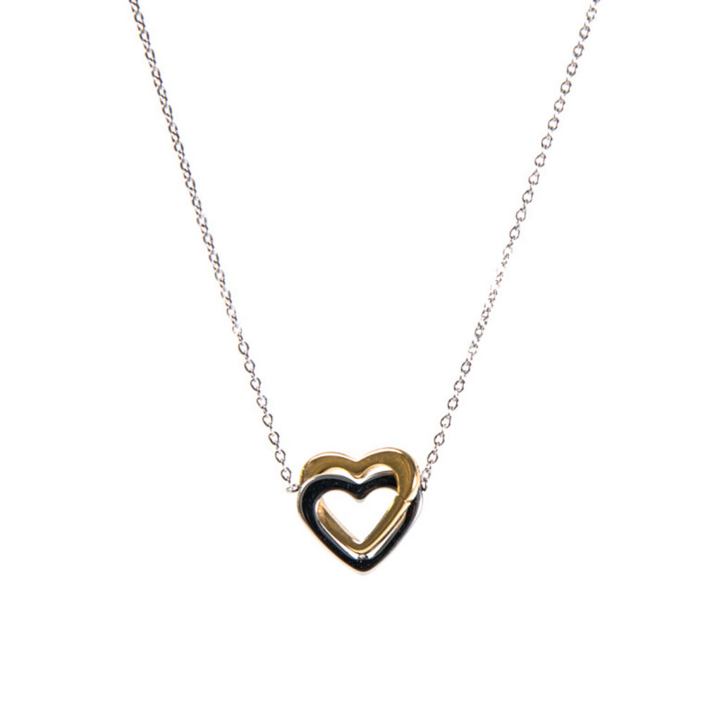 Стоманено колие с двойно двуцветно сърце