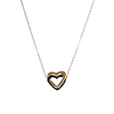 Стоманено колие с двойно двуцветно сърце