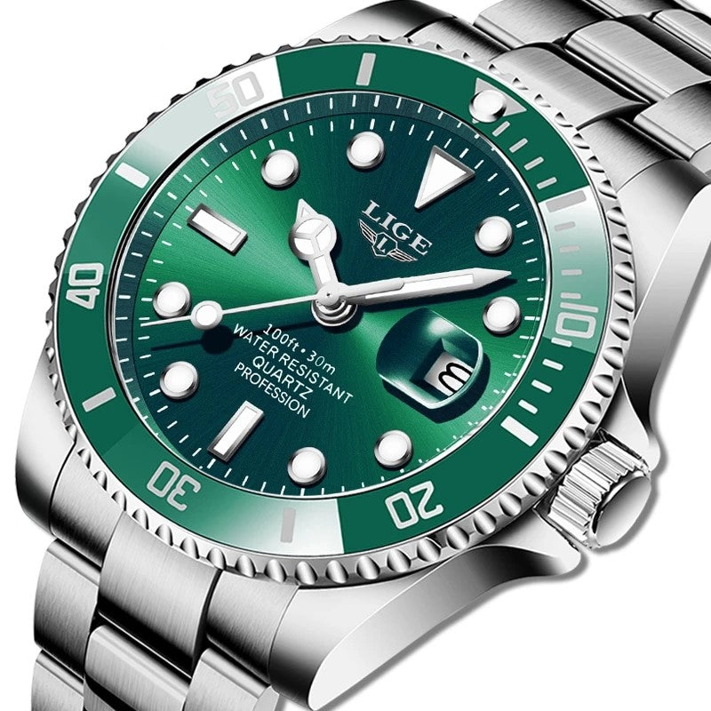 Ρολόι με Μεταλλικό Μπρασελέ LIGE 10045 Silver Green