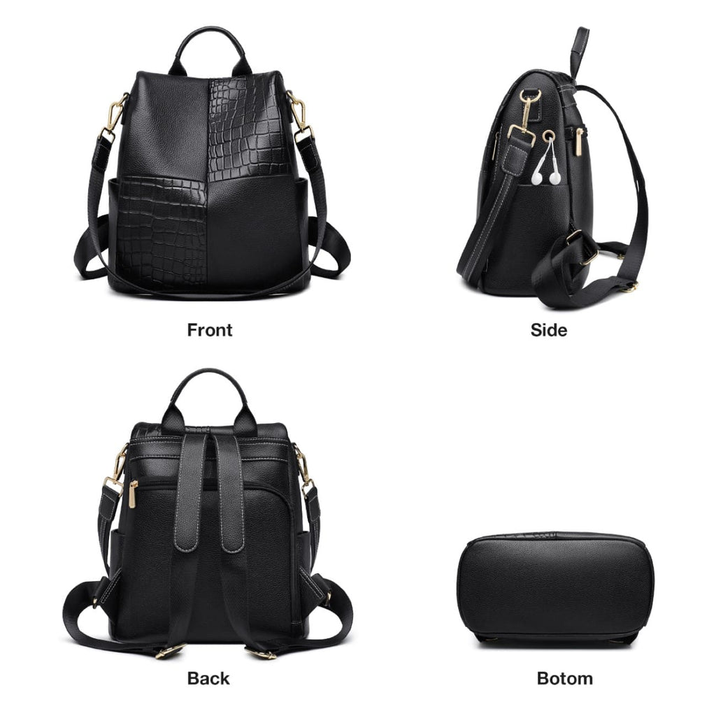 Δερμάτινo Γυναικείo Σακίδιο Πλάτης Foxer 9113V091F μαύρο