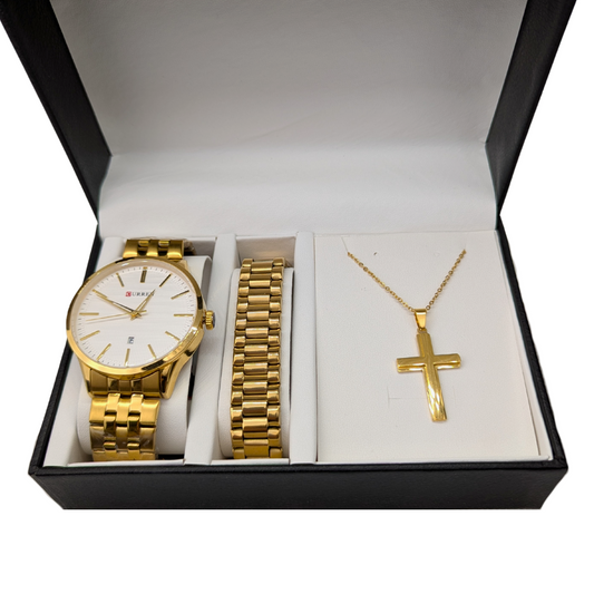Ανδρικό Σετ Δώρου SD044 με Ρολόι και Σταυρός