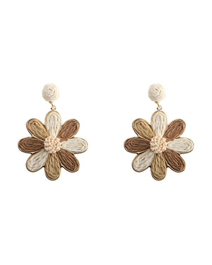 Ψάθινο σκουλαρίκι SASA-9970-13 - Σκούρο Μπέζ