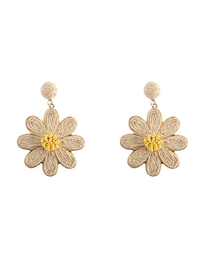 Ψάθινο σκουλαρίκι SASA-9970-13 - Μπέζ