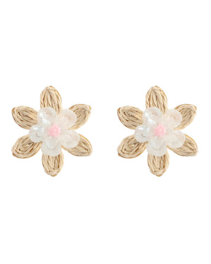 Ψάθινο σκουλαρίκι SASA-9969-13 - Σκούρο Μπέζ