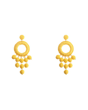 Ψάθινο σκουλαρίκι SASA-9966-13 - Κίτρινο