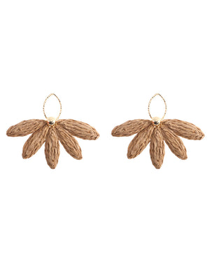 Ψάθινο σκουλαρίκι SASA-9965-13 - Σκούρο Μπέζ