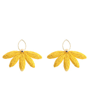 Ψάθινο σκουλαρίκι SASA-9965-13 - Κίτρινο