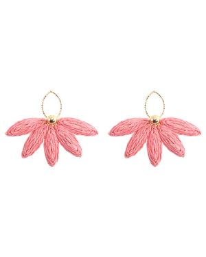 Ψάθινο σκουλαρίκι SASA-9965-13 - Ροζ