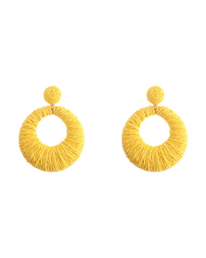 Ψάθινο σκουλαρίκι SASA-9967-13 - Κίτρινο