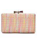 Ψάθινο τσαντάκι clutch -21892 - Ρόζ