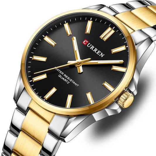 Curren A9090 Gold Black Ρολόι με Μαύρο Καντράν και Χρυσό Μπρασελέ