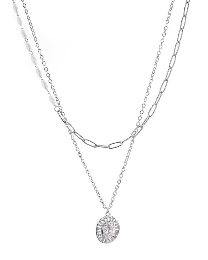 Διπλή αλυσίδα λαιμού HS4607-14 - Ασημί