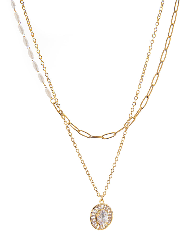 Διπλή αλυσίδα λαιμού HS4607-14 - Χρυσό