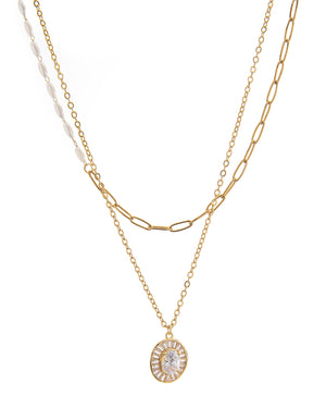 Διπλή αλυσίδα λαιμού HS4607-14 - Χρυσό