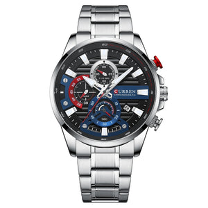 Curren 8415 Silver Black Ρολόι με Μαύρο Καντράν και Ασημένιο Μπρασελέ