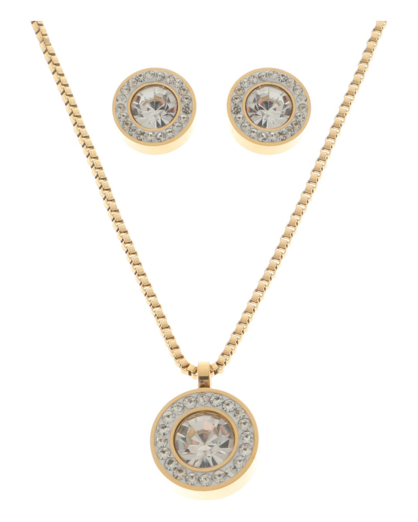 Κρεμαστό σετ λαιμού με σκουλαρίκια JY-8721-11 - Χρυσό