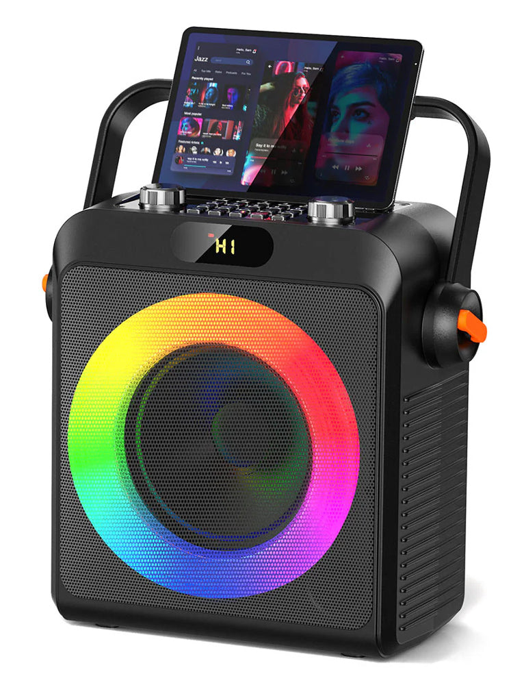 JYX φορητό ηχείο T19-T με 2x μικρόφωνα, 18W, 3000mah, LED, μαύρο