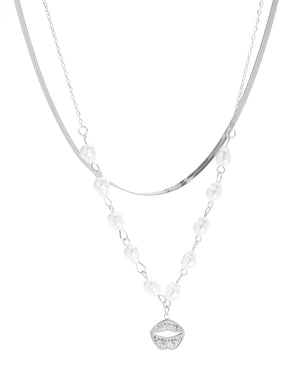 Διπλή αλυσίδα λαιμού MN43-50 - Ασημί