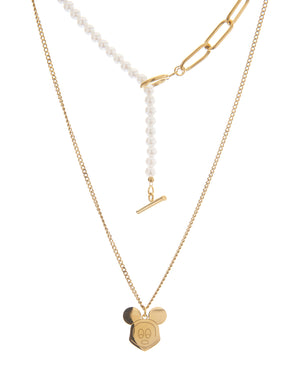 Διπλή αλυσίδα λαιμού Μίκυ MN4324-64 - Χρυσό