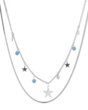 Διπλή αλυσίδα λαιμού MN4324-56 - Ασημί